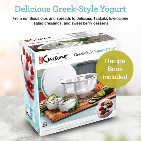 GY50 Euro Cuisine Greek Yogurt Maker with Ultra Fine Mesh Strainer Basket, BPA Free, Patented Greek Yogurt Strainer