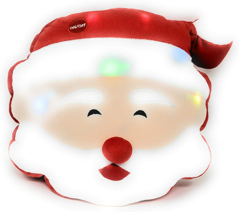 Tache Light Up Glowing Christmas Santa Claus Microbead Throw Pillow with LED Lights, Squishy