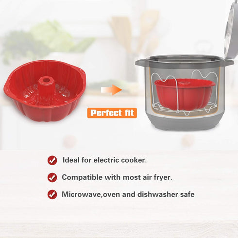 SILIVO 7 inch Silicone Buntz Cake Pans (2 Pack) - 6 Cup Nonstick Silicone Fluted Tube Pans for Baking for Cake, Brownie and Monkey Bread by SILIVO