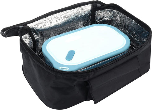 KIMISS Portable Mini Car Microwave 12V Electric Oven, Fast Heating Picnic Box for Travel & Camping, Black