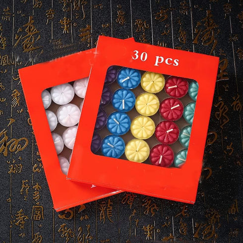 Tealight Candles, 30 Pieces Handmade Delicate Flower Mini Candle Discs for Weddings, Home Decoration & Relaxation