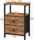 2 HETS002BR-1 LOAKEKEL Night Stand, Nightstand with Fabric Drawers for Bedroom, Small End Table with Open Storage
