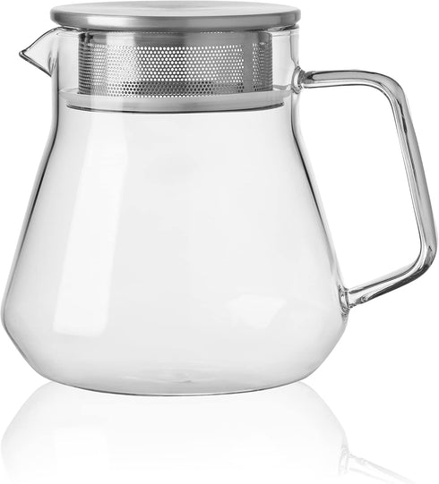 CNGLASS One-Touch Glass Tea Maker,20oz(600ml) Glass Teapot and Kettle with Stainless Steel Filter Lid,Borosilicate Glass Tea Pot for Loose Leaf Tea… by CNGLASS