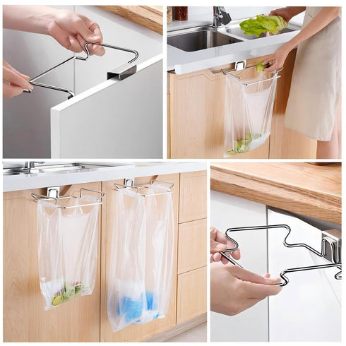 YRDGRG 9.3 5.9'') Metal Trash Bag Holder for Kitchen,Office,Dorm Room,Hanging Trash Can, Under Cabinet Hanger