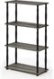 "Furinno Turn-N-Tube 4-Tier Multipurpose Shelf Display Rack, Classic Tubes in French Oak Grey/Black"