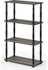 "Furinno Turn-N-Tube 4-Tier Multipurpose Shelf Display Rack, Classic Tubes in French Oak Grey/Black"