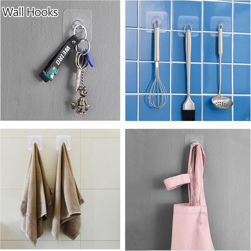 AIERSA 13 Pack Wall Hooks for Hanging, Screw Free Sticker for Mount Wall Shelf, Heavy Duty Reusable Adhesive Hooks
