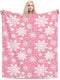 Perinsto Winter Snowflakes Pink Throw Blanket Ultra Soft Warm All Season Christmas Decorative