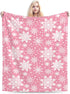 Perinsto Winter Snowflakes Pink Throw Blanket Ultra Soft Warm All Season Christmas Decorative