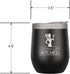 Chris's Stuff 12 oz Wine Tumbler - Iced Coffee Mug with Splash-Proof Lid, Stainless Steel, Black Quote