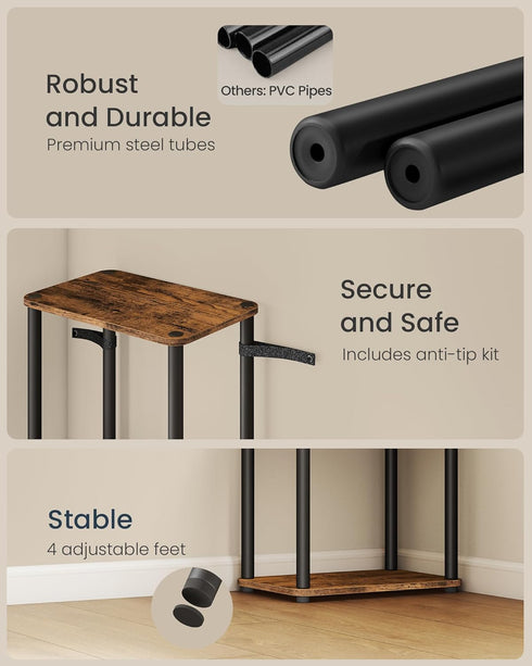 4-Tier 9.4 15 41.3 Inches, ULLS152K01 VASAGLE Superfast Toolless Assembly, Shelf for Living Room, Standing Shelf