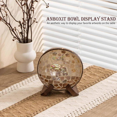 Plate Stand, 3.5 Inch Bowl Stands for Display, Wooden Easel Frame Holder, Display Stand for Large Deep Bowls Platters and Dishes, 3.5" H x 4.8" W x 4" D (For Bowls under 2.5" in Depth)
