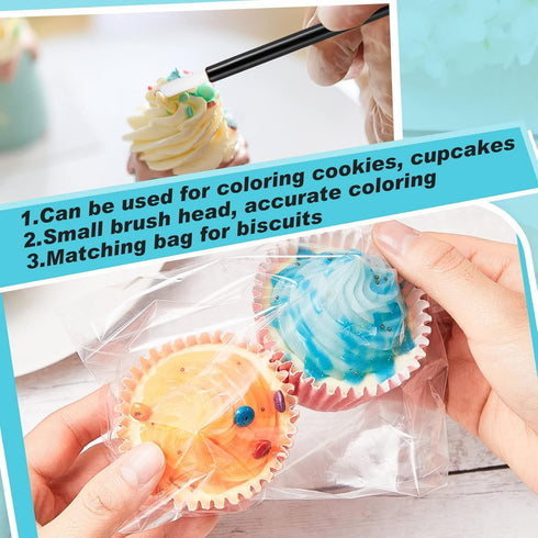 150 Pcs PYO Paint Your Own Brushes - Mini Paint Brushes for Cookies, Disposable Lip Applicators with 150 Pcs Cookie Bags