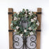 Idyllic Eucalyptus and Cotton Wreath, 14 Inches Artificial Decor for Farmhouse, Garden, Wedding, Natural Twig Base