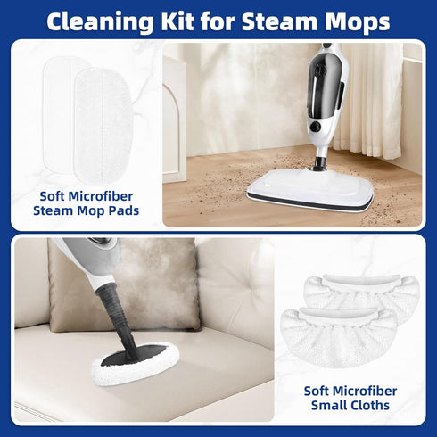 4 Pack 4 LOVECO Steam Mop Pads + Microfiber Small Cloths Compatible with KGHKGH & Sprobil & Rvwsx Steam Mop Steam