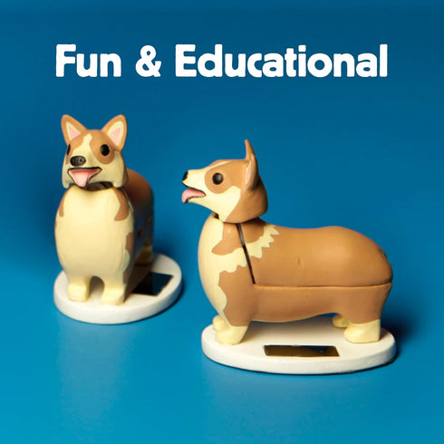 Kikkerland Solar Powered Corgi Dog Figurine: Fun Animal Decor for Home, Office, Garden, Car, Great Novelty Toy