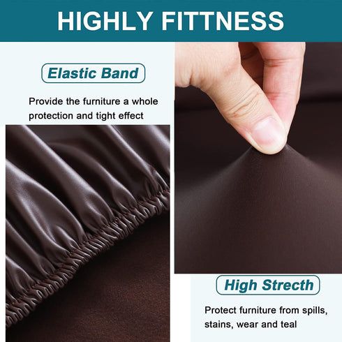 HFCNMY Counter (4 Pack,Coffee) Stool Covers Rectangle, Stretch Waterproof PU Rectangle Bar Stool Covers Vanity Stool