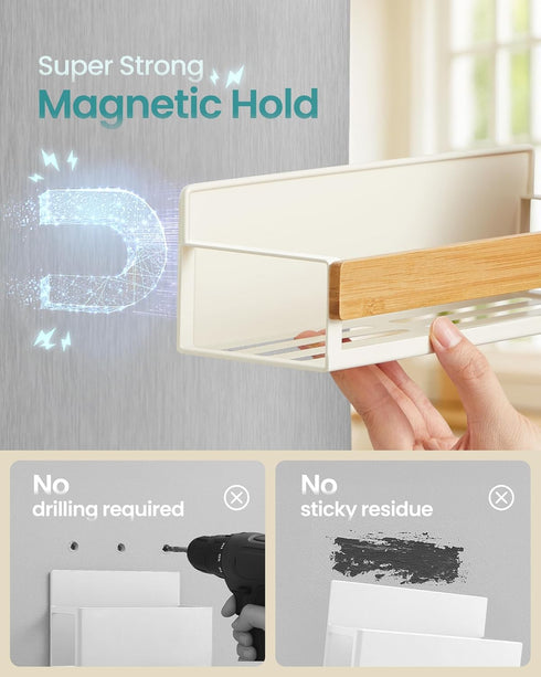 4 Pack, 2 2 UKCS062WD01 SONGMICS Magnetic Spice Rack for Refrigerator, Large and Small Kitchen Magnetic Shelves