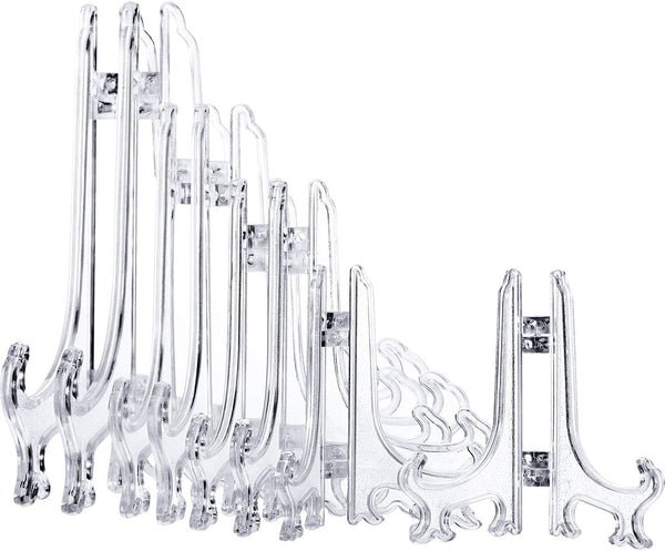 Boao 24 Pieces Plastic Easel Plate Holders - 3/4/5/6 Inch Stands for Weddings and Home Decoration