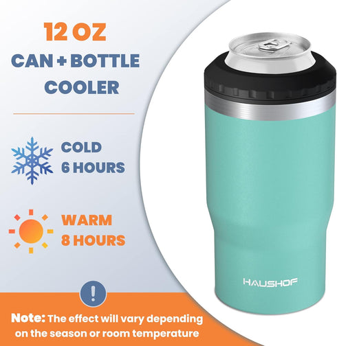 4 1 12 oz HAUSHOF in Insulated Stainless Steel Can Insulator, Fits Standard & Slim Cans|Beer Bottles, Perfect
