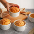Porcelain Ramekins 4 oz Oven Safe, Small Souffle Dishes for Baking, Set of 6 Ceramic White Mini Bowls