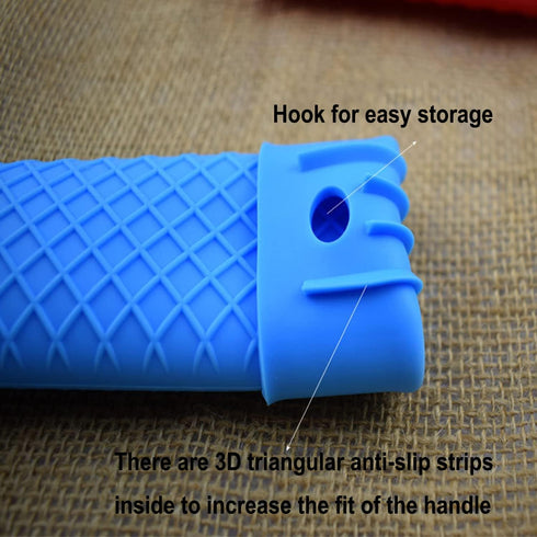 MroMax Silicone Hot Handle Holder, 6.1 Inch Non Slip Potholder for Cast Iron Pot, Blue, 3Pcs