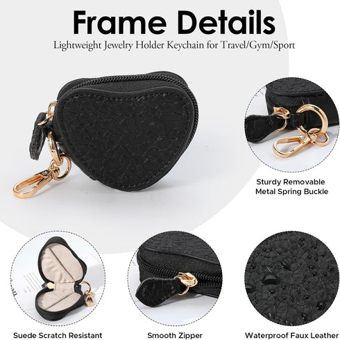 Jewelry Ring Holder Keychain Portable Travel Gym Jewelry Storage Case for Rings Earrings Studs Necklace, Mini Jewelry