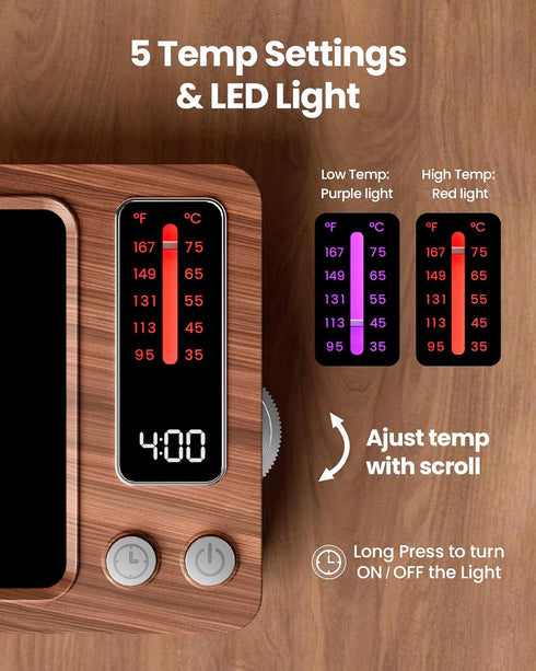 36W 5 Settings, 0.5-9H Gaiatop Coffee Mug Warmer, Fast Heating, Temp Timer, for Water Milk Tea Cocoa, Smart Candle