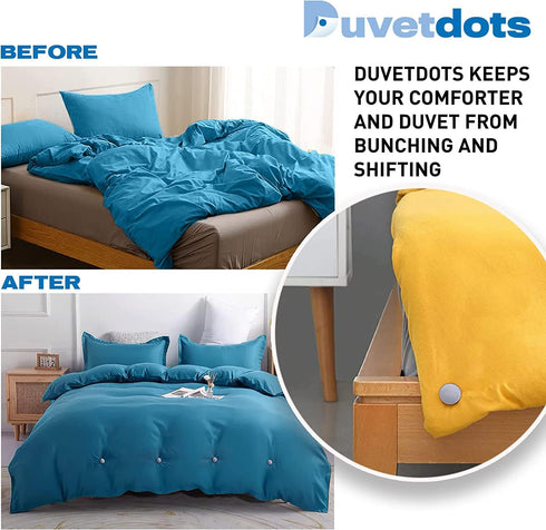 Duvetdots Gray Keyless Duvet Clips, Pack of 8 Comforter Fasteners, Safe Locking, Holds up to 10lbs