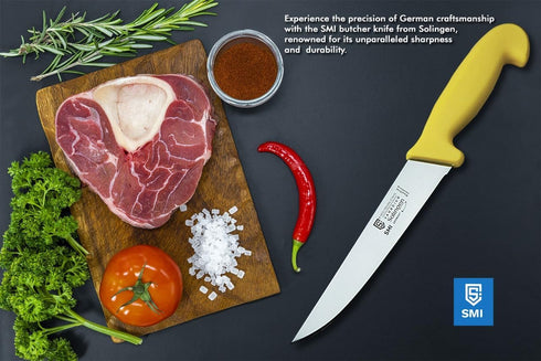 SMI 7 inch Solingen Butcher Knife - Professional Chef Knife for Meat Cutting and Processing