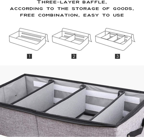 AARAINBOW 2 Packs Foldable Under Bed Shoes Organizer with Lids, Clear Window Storage Bins, Gray+Coffee