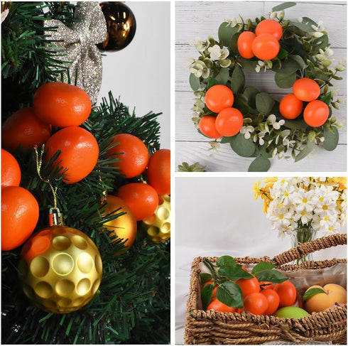 Fake Mini Tangerine Orange Artificial Fruit Simulation for Home Party Kitchen Festival Decoration, 3 pcs