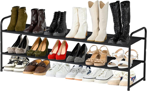SUFAUY Shoe Rack Storage for Bedroom Closet, Stackable 2 Tier Fabric Shoe