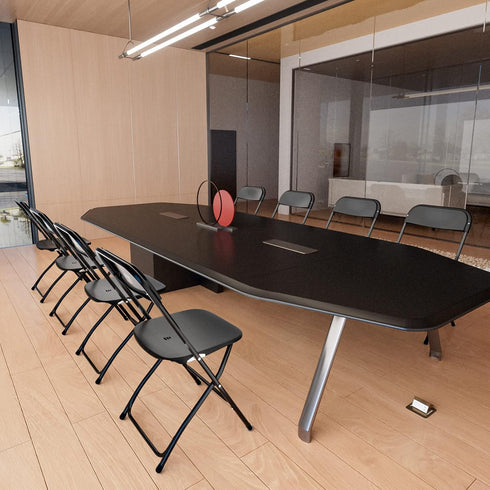 Set 1, Commercial 350 lb (1, VINGLI Black Plastic Folding Chairs, of Heavy-Duty Seats with Steel Frame, Capacity