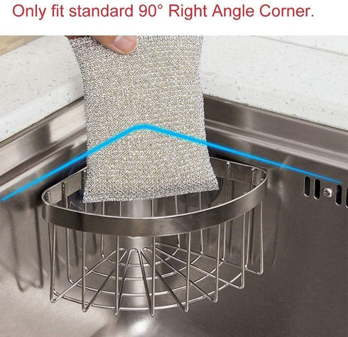POKOTO 2-in-1 2PCS Suckers(90 Dish Cloth Hanger+Sponge Holder +corner sink caddy Save Space Triangle Sink Caddy, No