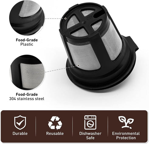 Reusable Coffee Filter for Ninja Dual Brew Coffee Maker, 3 Pack K Cup Pods and 2 Pack Filter for Ninja CFP301