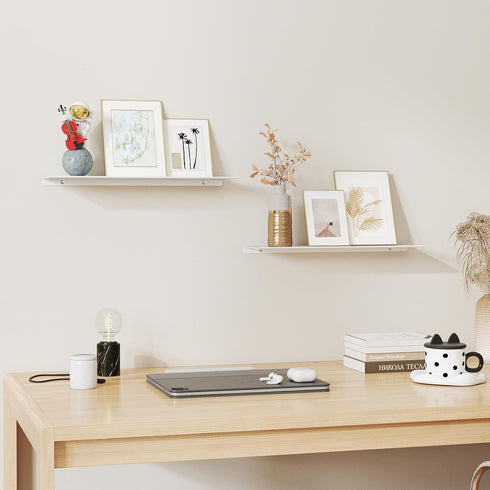 16" 2 Packs, MKO Floating Shelves for Wall, Metal Wall Mounted Shelf for Bathroom, Bedroom, Living Room, Kitchen