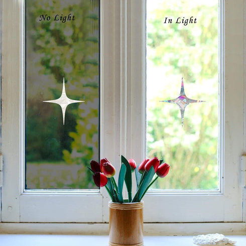 Cross Star Window Stickers for Bird Strikes, Anti Collision Rainbow Decals, 36 Pieces Glass Awareness for Windows