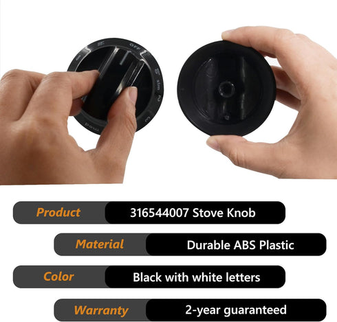316544007 Stove Control Knob, Black, Compatible with Electrolux Range Oven Kitchen Burner Accessories (4PACK)