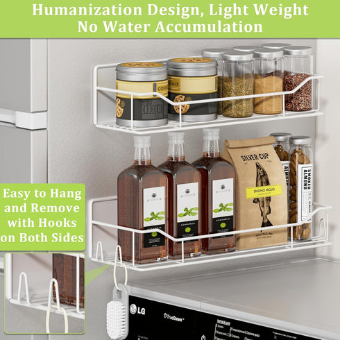 IYEBAU 9 Pack Magnetic Spice Rack for Refrigerator, Magnetic Fridge Shelves W/Adjustable Paper Towel Holder, Hook Rack
