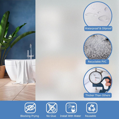 HIDBEA Frosted Window Privacy Film, Non Adhesive Static Cling Glass Stickers for Home Office, 23.6 x 78.7 Inch