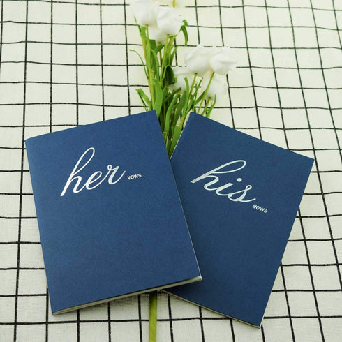 Wedding Vow Book, His and Her Bridal Shower Gifts Booklet Journal, Deep Blue Personalized Notebook, Set of 2
