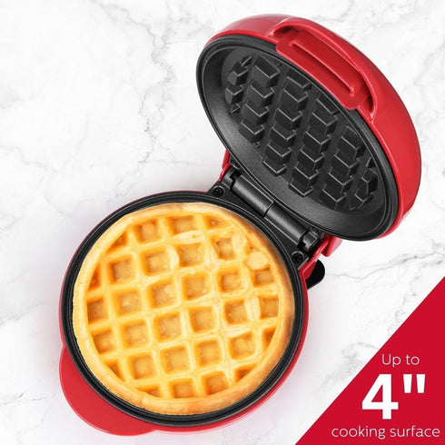 Holstein Housewares Personal Non-Stick Waffle Maker, Red - 4-inch Waffles in Minutes by Holstein Housewares