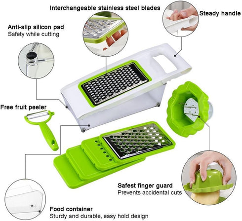 Mandoline Slicer Vegetable Potato Slicer - HaetFire Grater Cutter with 5 Interchangeable Sharp Blades