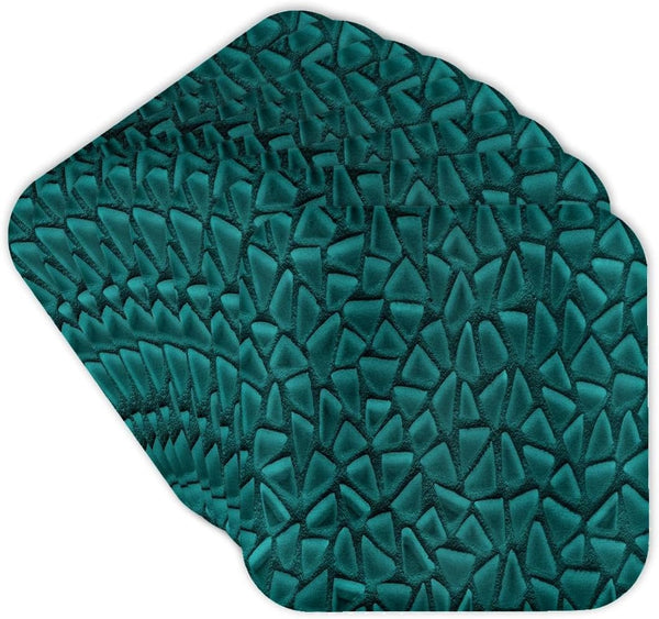 3dRose Teal Triangle Glass Mosaic Look - One Dimensional Design Soft Coasters, Set of 8 (CST_124753_2)