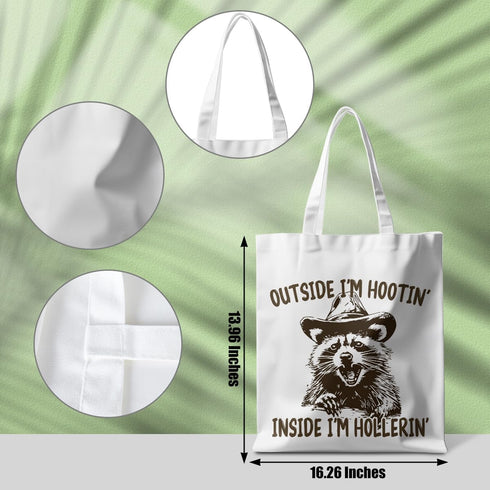 CSHVJ Funny Raccoon Tote Bag Cute Frogs Western Stuff Raccoon Frog Gifts for Women Friend Reusable Grocery Bags