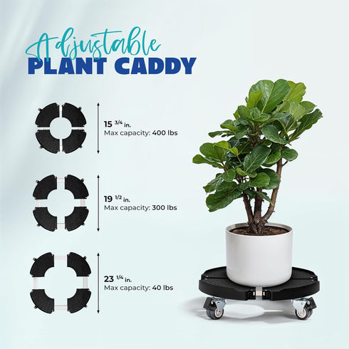 440lbs 15-21 Idzo Heavy Duty Trolley Planter Caddy with Wheels Capacity, Plant Pots Indoor and Out Door, Adjustable