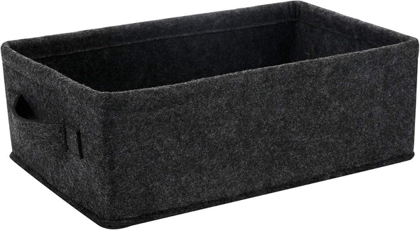 Short Storage Baskets - Small Rectangle Organizer Bins for Candles, Remotes, DVDs, Board Games, Keepsakes