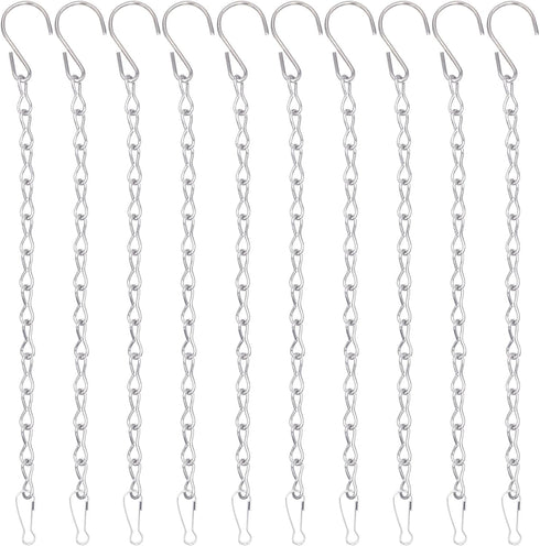YINGFENG 10 Pack 9.5 Inch Silver Hanging Chains for Bird Feeders, Bird Houses, Planters, Lanterns, and Ornaments