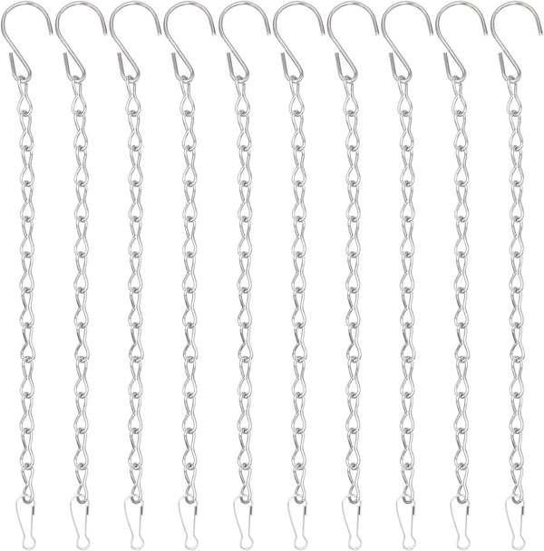 YINGFENG 10 Pack 9.5 Inch Silver Hanging Chains for Bird Feeders, Bird Houses, Planters, Lanterns, and Ornaments